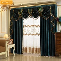 2021 new style european italian velvet curtains for living room bedroom luxury solid color curtain valance