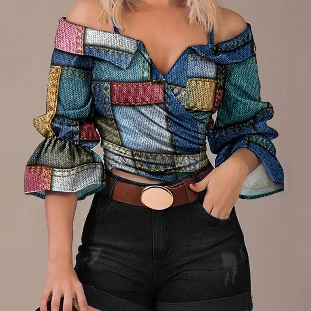 

Casual Shirt Pullover Woman Shirt Top Blouse Summer Casual Printed Shirt