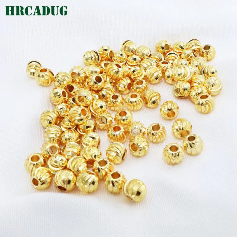 18K Gold Plated Cut Watermelon Bead Beaded Bracelet Necklace Material For DIY Jewelry Making Supplies Separate Bulk Spacer Beads