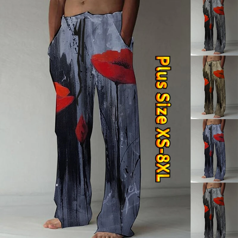 

Color Print Pattern Men Straight Loose Trousers Outside Ride Daily Casual Street Style XS-8XL