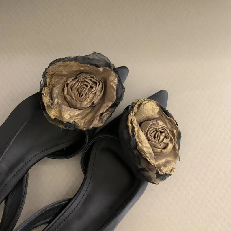 Сандалии женские атласные на тонком каблуке элегантные туфли без задника с