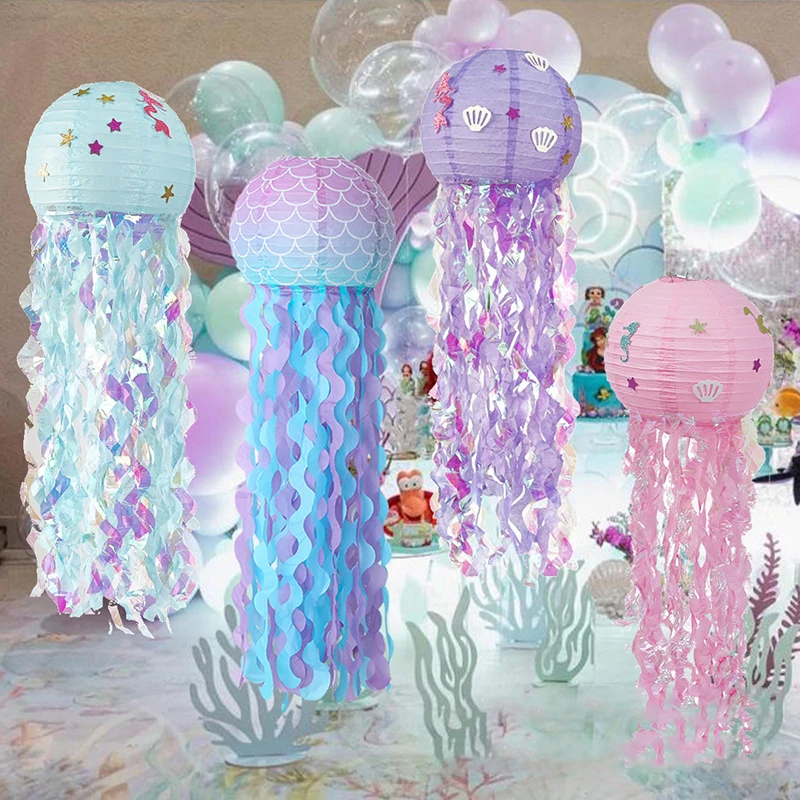 

Mermaid Party Decoration DIY Hanging Jellyfish Lantern Little Mermaid Under The Sea Party Birthday Party Decoration Baby Shower