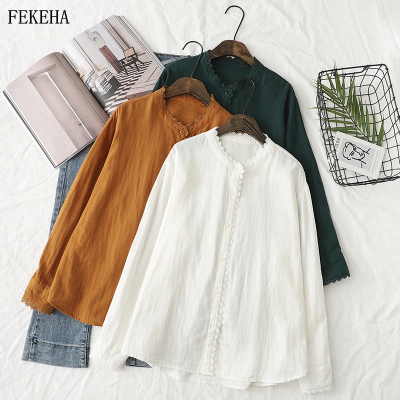 

Женская хлопковая рубашка со складками, белая Свободная блузка с длинным рукавом, на шнуровке, весна 2022