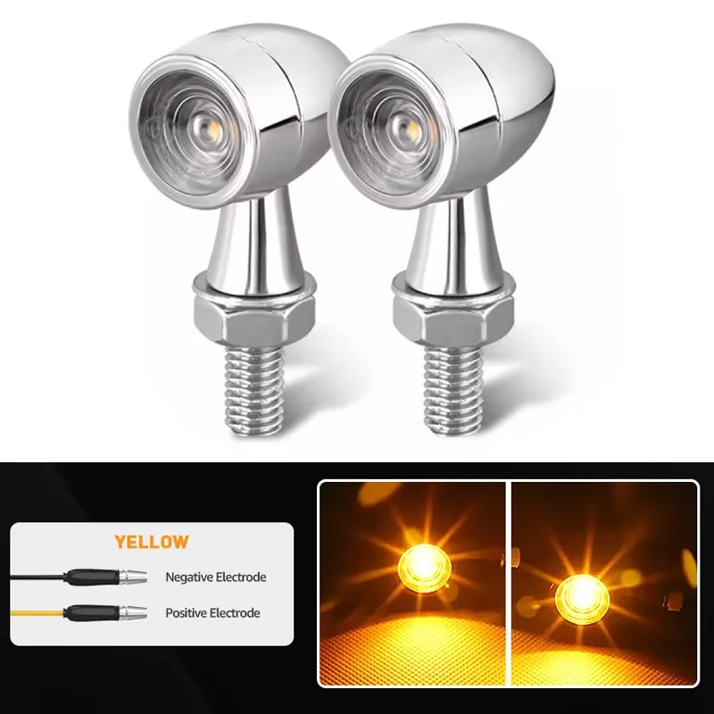 

Водонепроницаемые Светодиодные Поворотники Для Мотоциклов, Миниатюрные, В Форме Пистолета, Янтарные, Мигающие, Хромированные,...