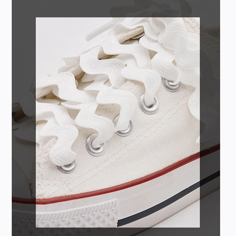 

1 Pair 120cm S-Shaped Shoelaces Retro Solid Color Wavy Webbing Sneakers Shoe Laces Premium Polyester Weave Sports Laces