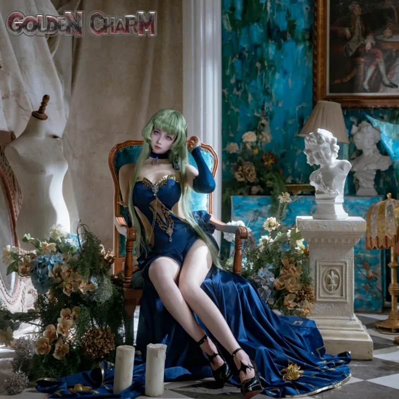 Code Geass Lelouchh of The Rebellion C.C.Аниме Косплей Костюм Шахматная доска Вечернее платье