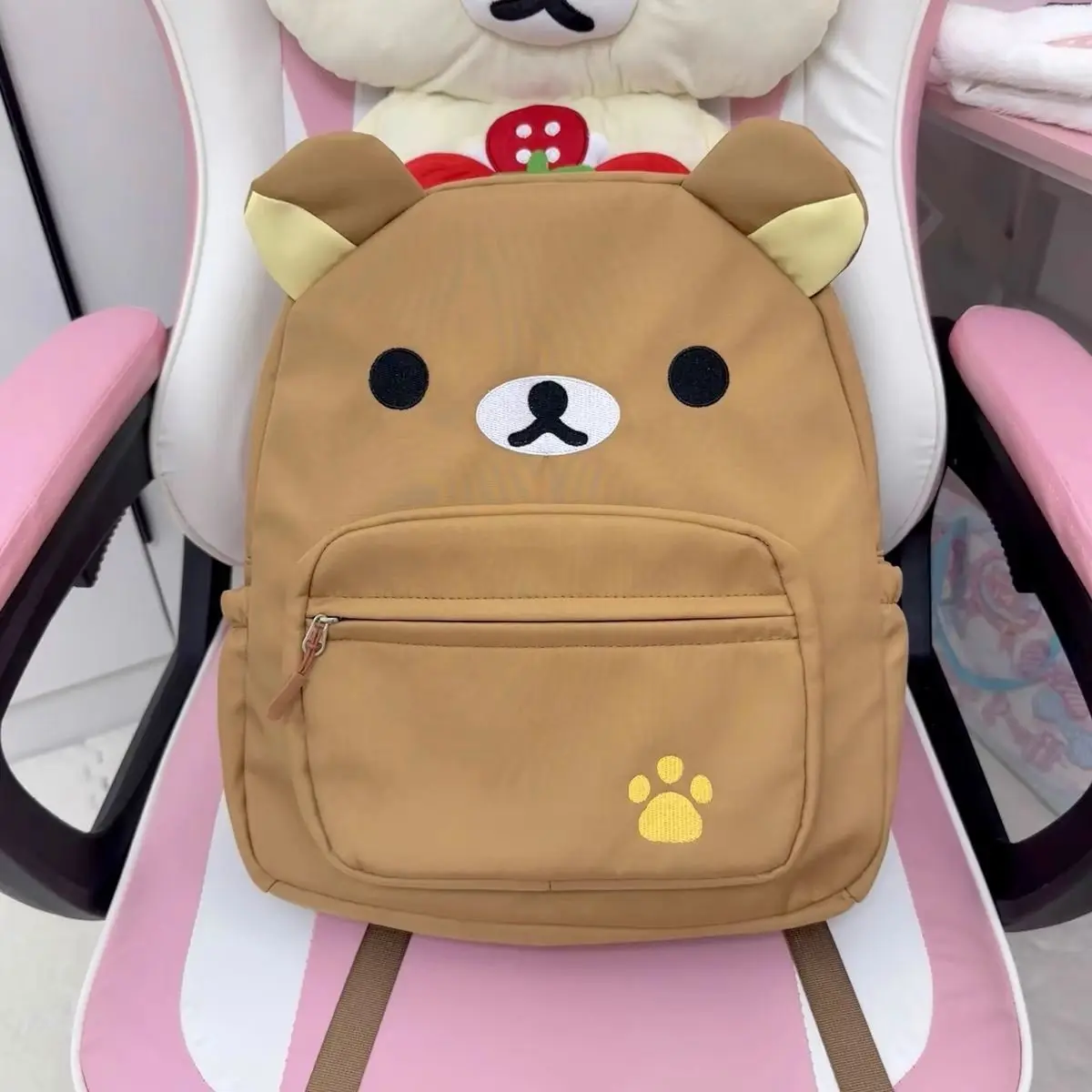Мультяшный рилаккума рюкзак для детей Kawaii Korilakkuma холщовый с вышивкой