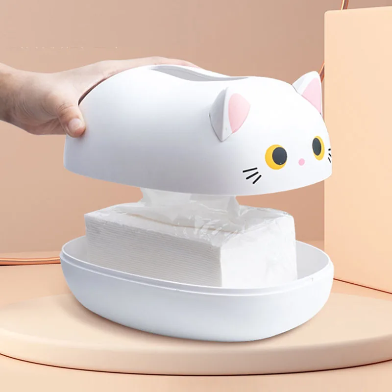 Кавайная кошка коробка для салфеток Настольный держатель туалетной бумаги