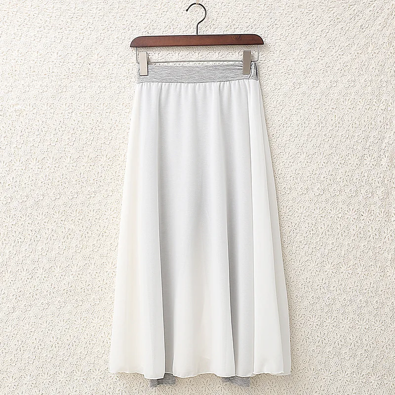 

Spring New Chiffon Skirt Women OL Thin Leggings Girl Korean Syle Streetwear Elastic Ladies Loose Solid Leggins Fake Two Piece