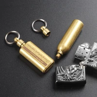 mini portable stainless steel fuel canister kerosene oil fluid can with key chain lighters fuel pot for outdoor accessories