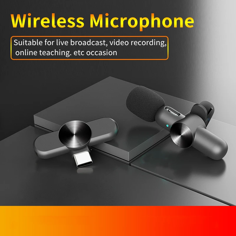 

Lavalier Wireless Microphone with Charging Box Noise Reduction Portable Mini Lapel Mic for iPhone/Android Live Broadcast New