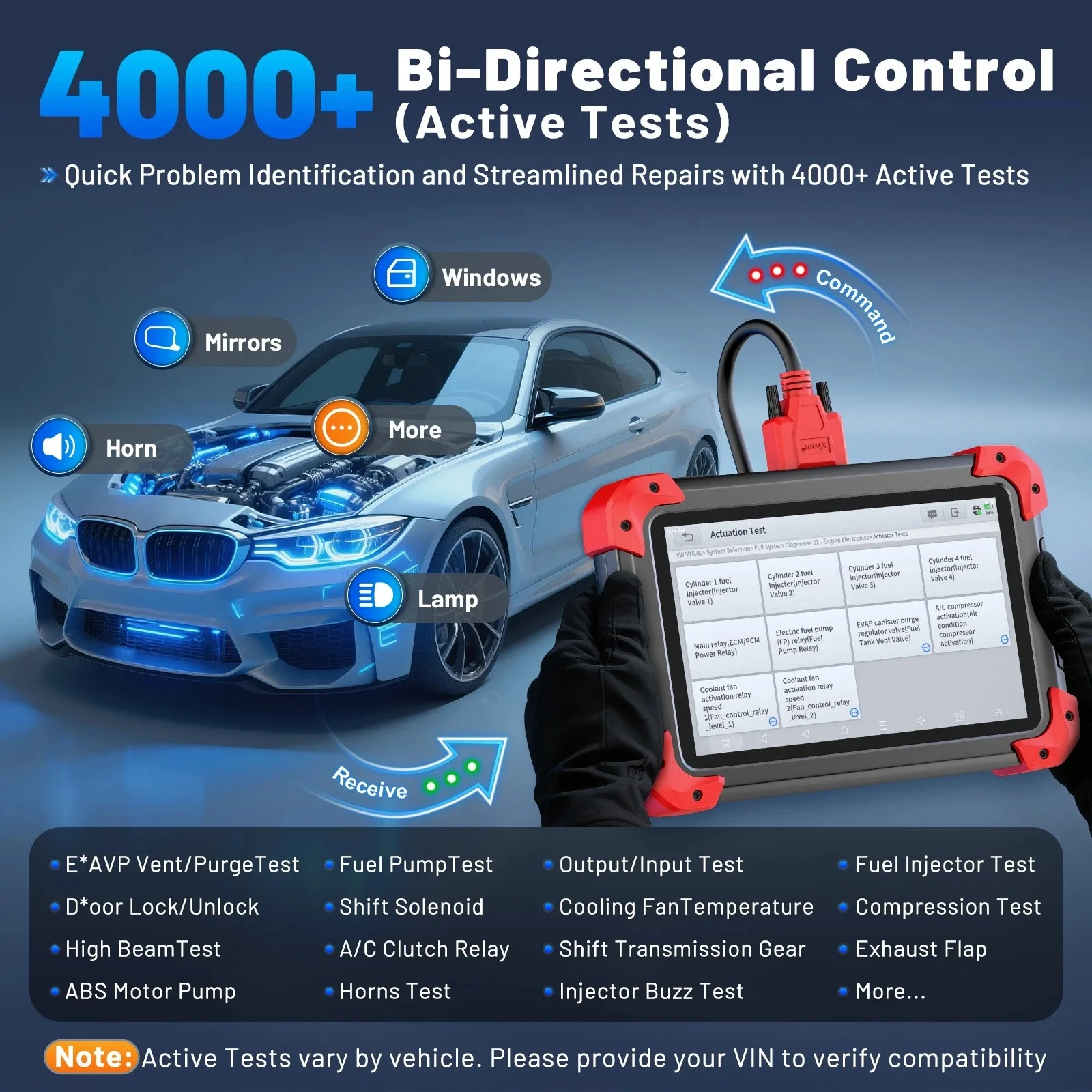 Фото Новейший автомобильный сканер XTOOL D7 V2.0 OBD2, диагностический инструмент для всех систем автомобиля с функцией кодирования ЭБУ FCA, программатор автомобильных ключей, 36+ функций сброса. №5