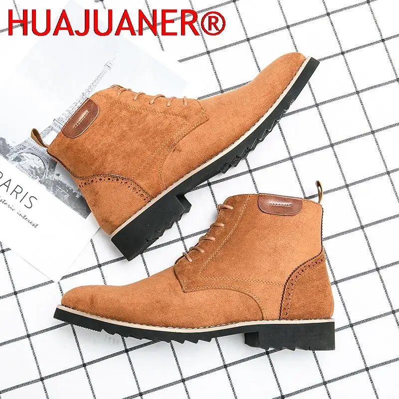 

Fashion Cowboy Boots Suede Shoes Men Casual Shoes Chelsea Motorcycle Boots Men's Formal Dress Booties Botas Masculinas