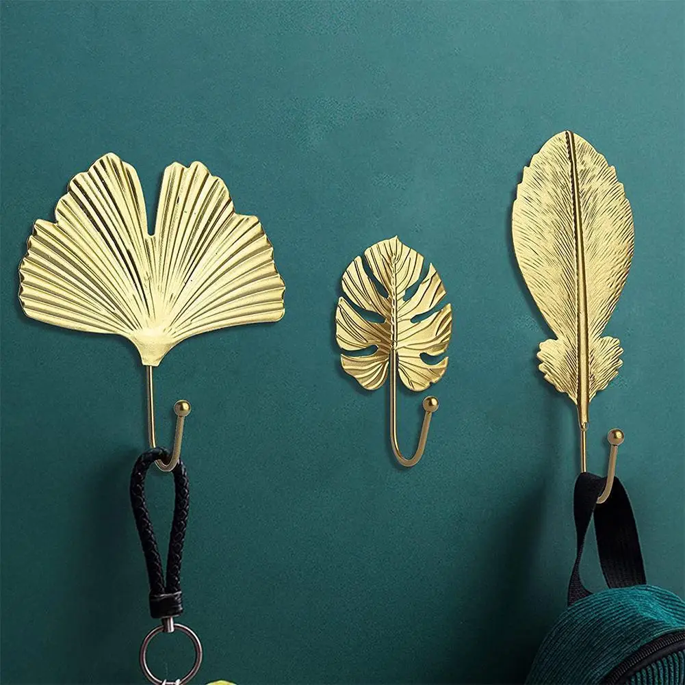 

Винтажные железные настенные крючки, держатель, вешалка для ключей и сумок с зелеными листьями, подвесная стойка, домашний Настенный декор, ...