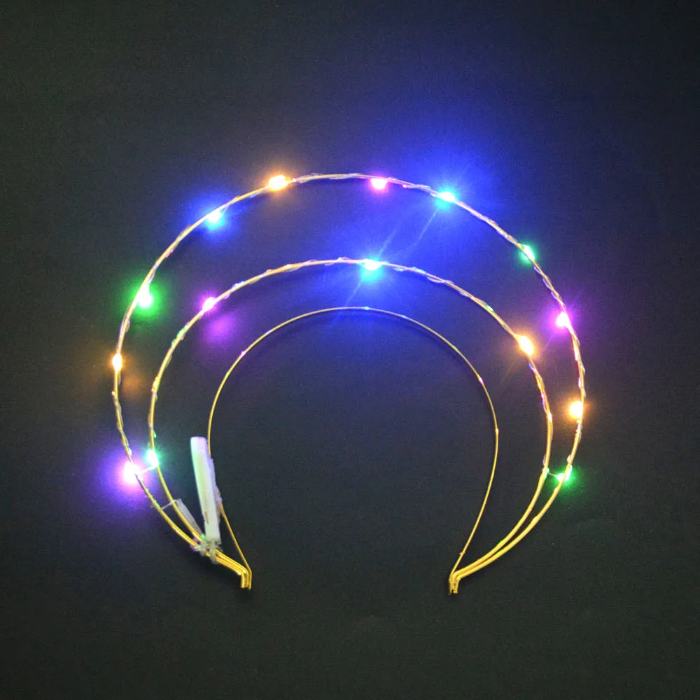 Светящаяся повязка на голову со светодиодами Корона богини ангел с золотым