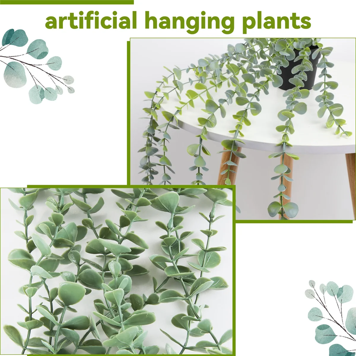 1 шт. искусственные подвесные растения поддельные эвкалиптовые в горшках для