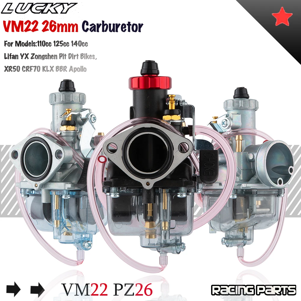 Карбюратор VM22 26 мм цинковый для питбайка Mikuni 110cc 125cc 140cc Lifan YX Zongshen XR50 CRF70 KLX BBR Apollo