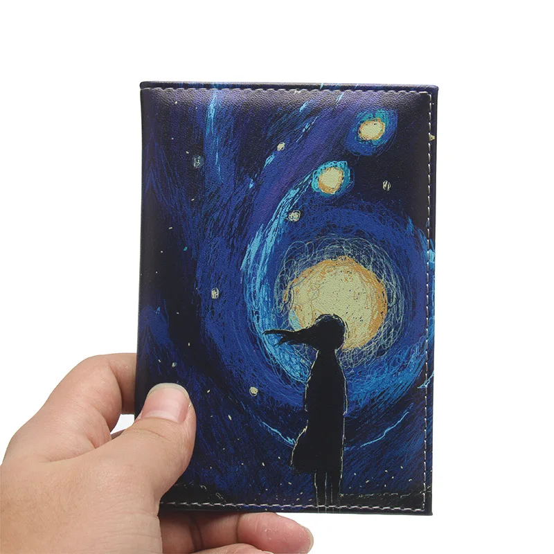 

Universe Starry Sky Painted Passport Holder Travel PVC Passport Cover Wallet ID Card Holders Business Credit Card Holder