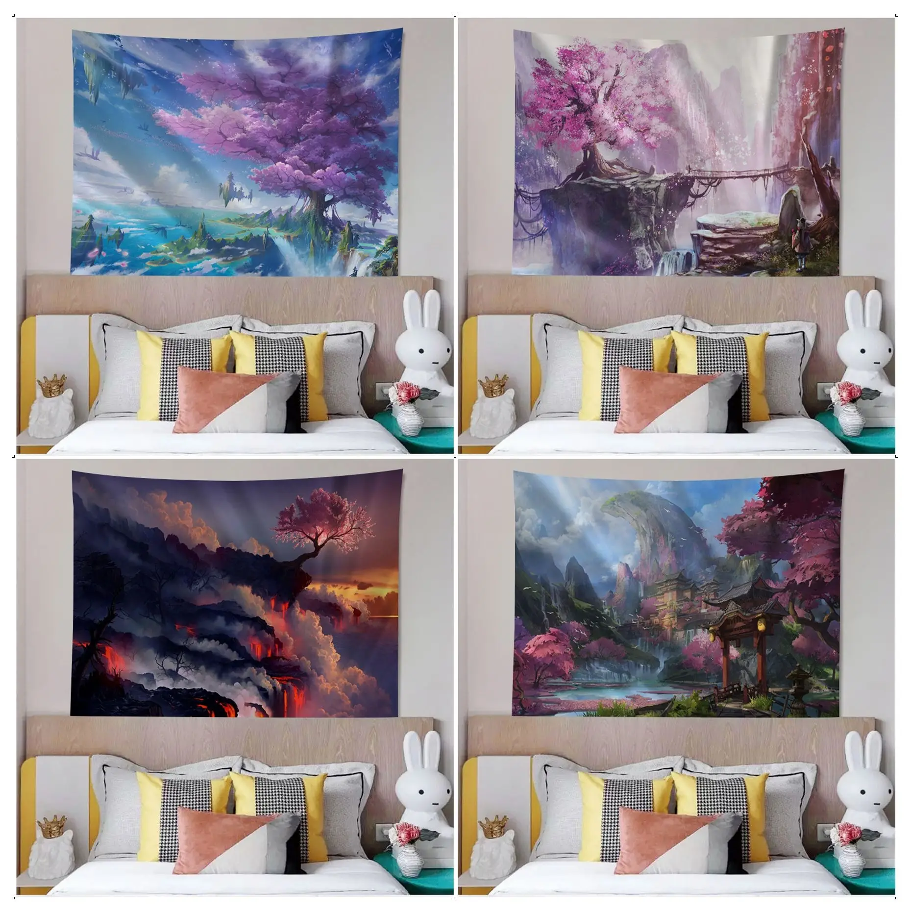 

Cherry Blossom Flower DIY Wall Tapestry Bohemian Wall Tapestries Mandala Wall Art Decor