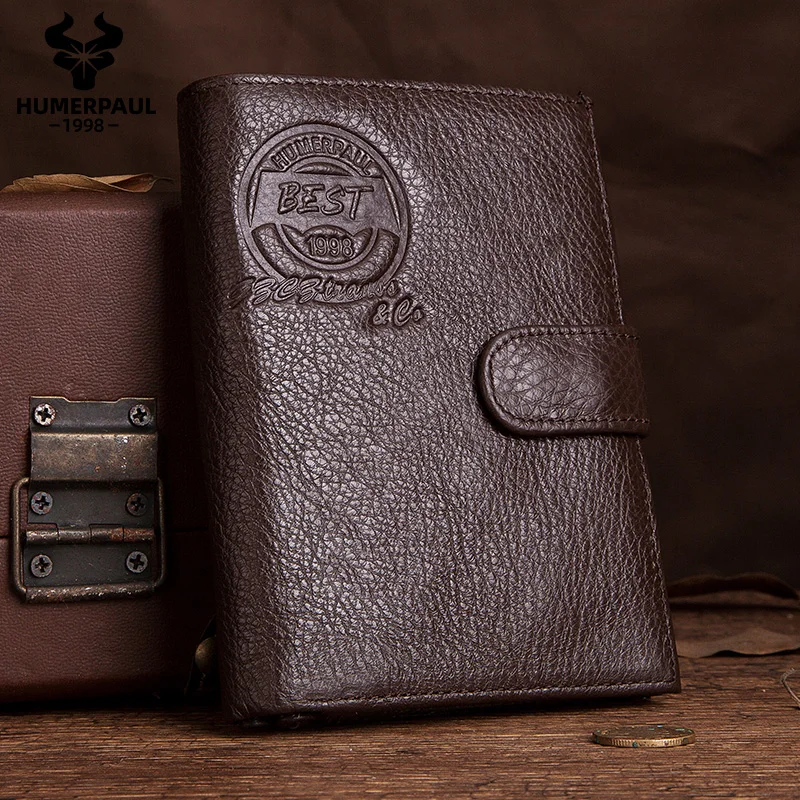 Genuine Leather Men Passport Cover RFID Blocking Credit Card Holder Fashion Wallet Large Capacity Bank Document Cover For Women