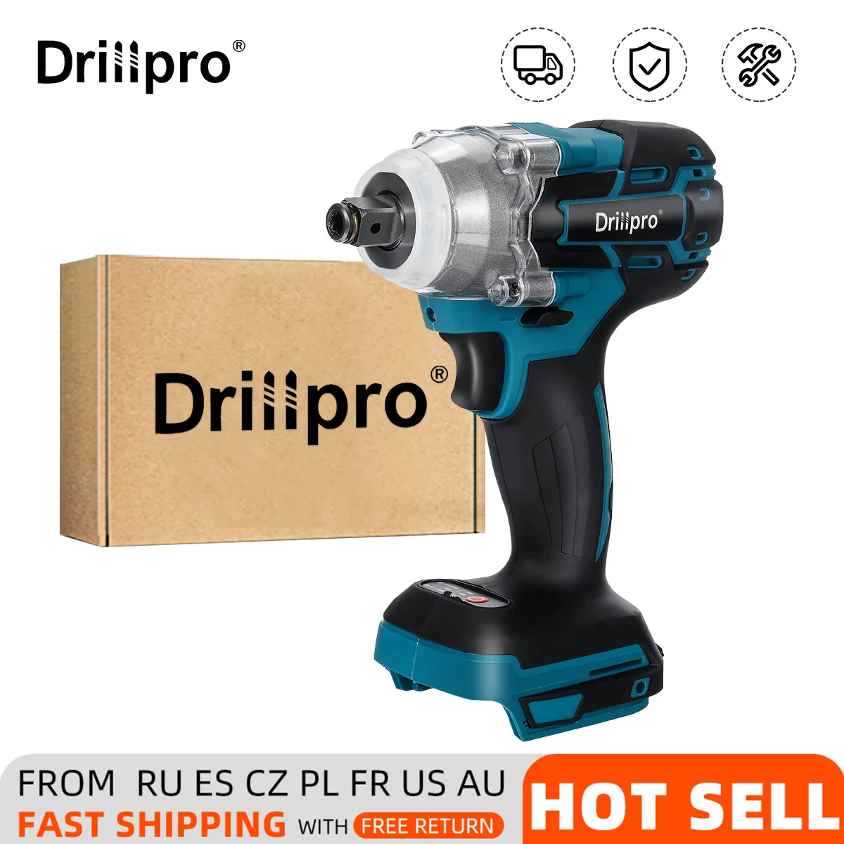 Гайковерт Drillpro ударный аккумуляторный, 1/2 нм, дюйма, с аккумулятором 18 в