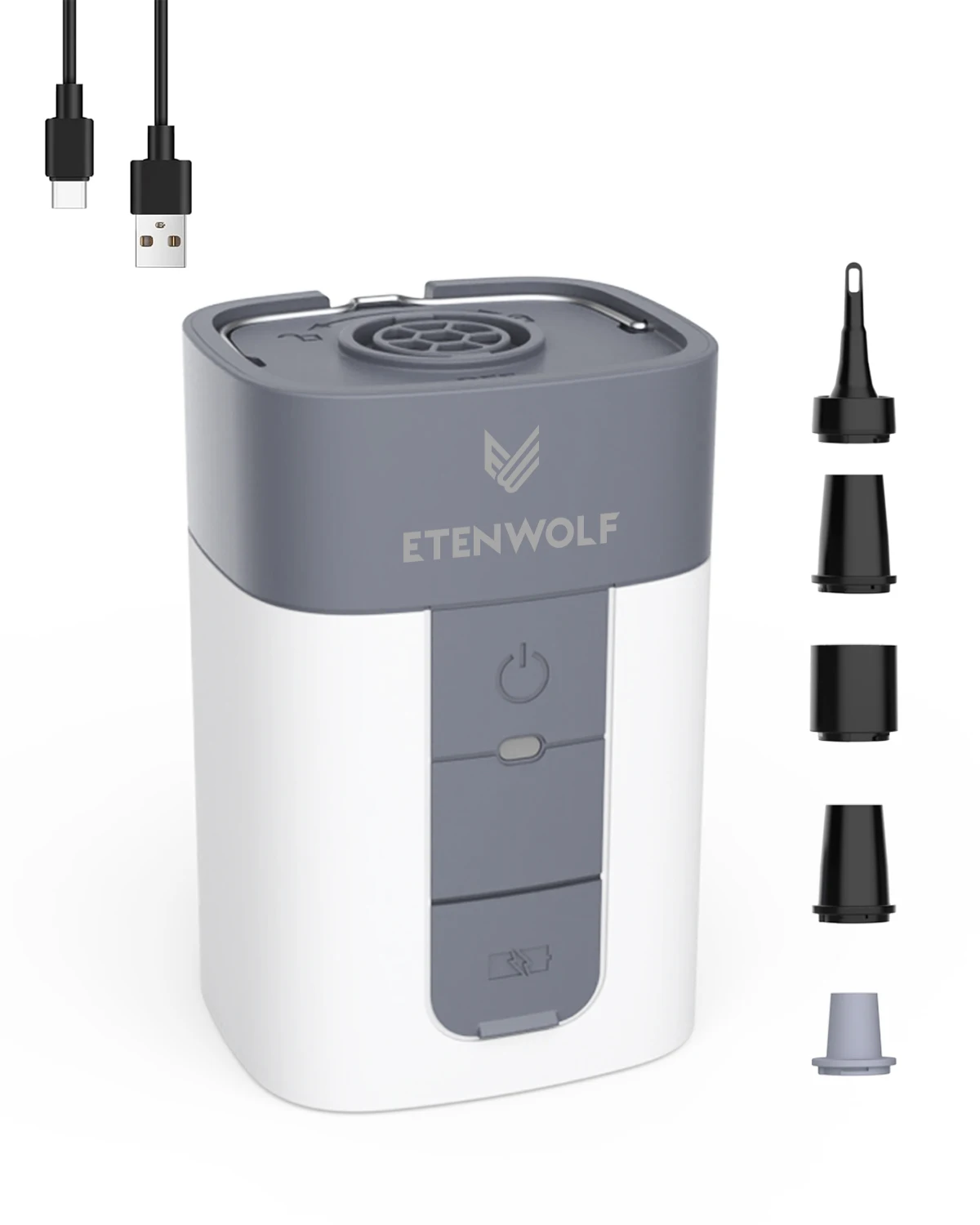 

Электрический воздушный насос ETENWOLF AIR 5 PRO, 720 л/мин, 4X, быстрый, 10400 мАч, портативный воздушный насос для поплавков в бассейне