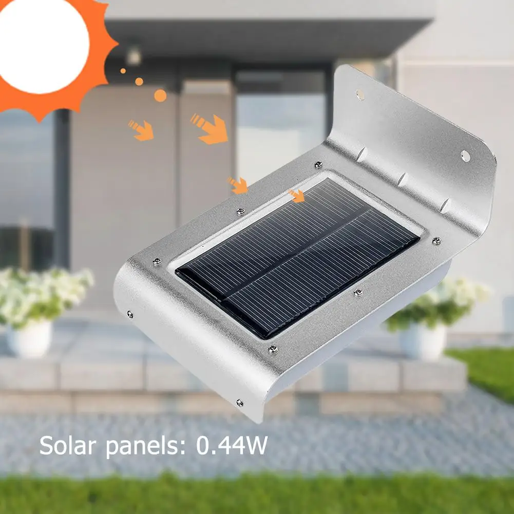 

16LED Solar Energy Powered Wall Lights Aluminum Shell Half Arc Courtyard Security Landscape Lighting Human Body Induction Lamp