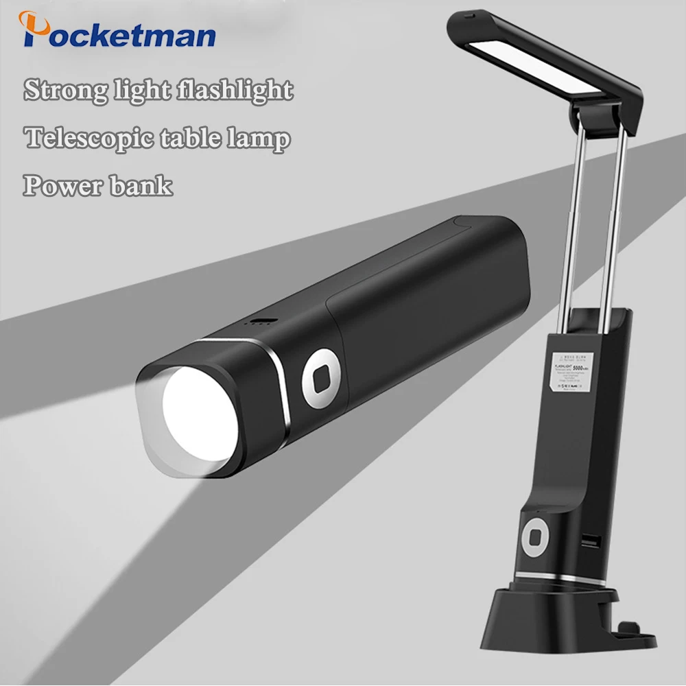 

Multifunctional Light Portable LED Flashlight Telescopic Torch Can be Use as a Table Light Angle Adjustable USB Night Light
