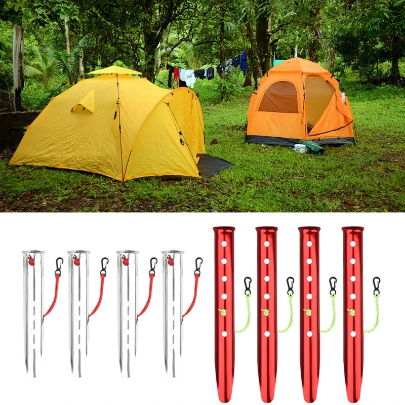 

4 Pcs U-Shaped Snow Nails Aluminum Alloy Nails Pegs Beach Sand Ground Stakes Camping Tent Accessory