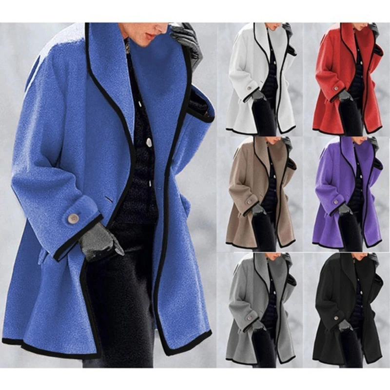 

Blue Women Down Jacket 2022 Hot-selling Winter New Wool Coat Trench Jacket Ladies Warm Slim Long Overcoat Outwear