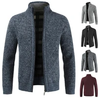 slim cardigan pockets knitted autumn winter coat men sweater warm new 2021 plush liner coat