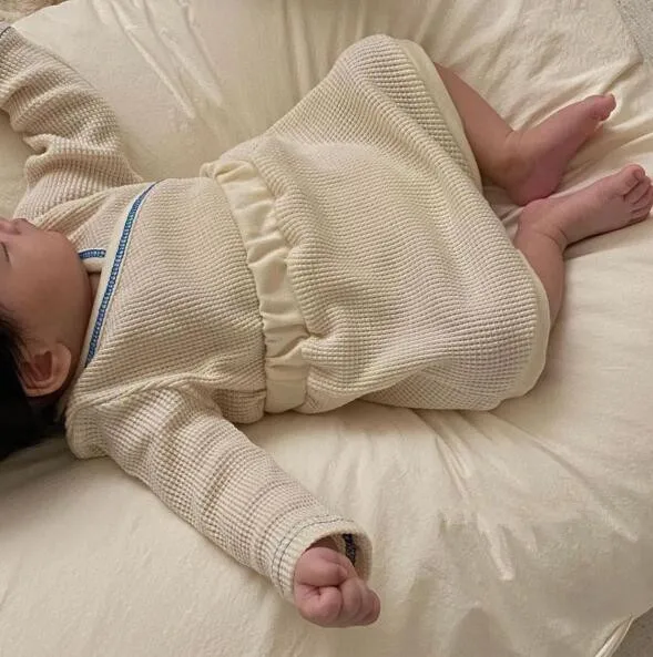 Infant Newborn Baby Casual Clothes Sets Girls Boys Spring Knitted Baby Sets Waffle Ribbed Solid Bodysuits+Short Pants