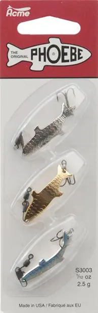 

Tackle Phoebe Fishing Lure Spoons Kit 3 Pack 1/12 oz. Assorted