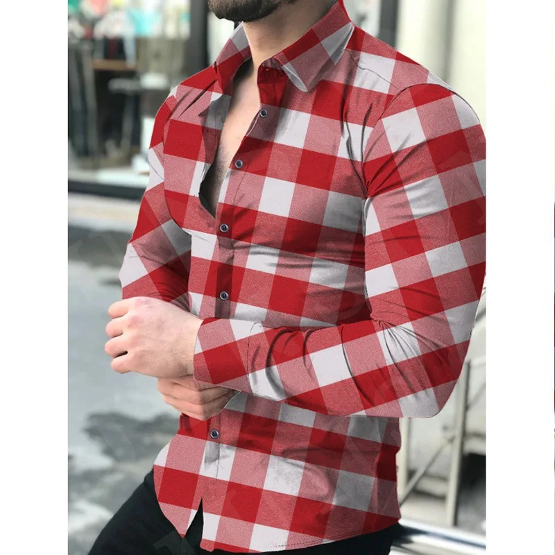 Men's Long Sleeve Shirt Cardigan Digital Printing with Slim Lapel Long Sleeve Men's Shirt Men Clothing