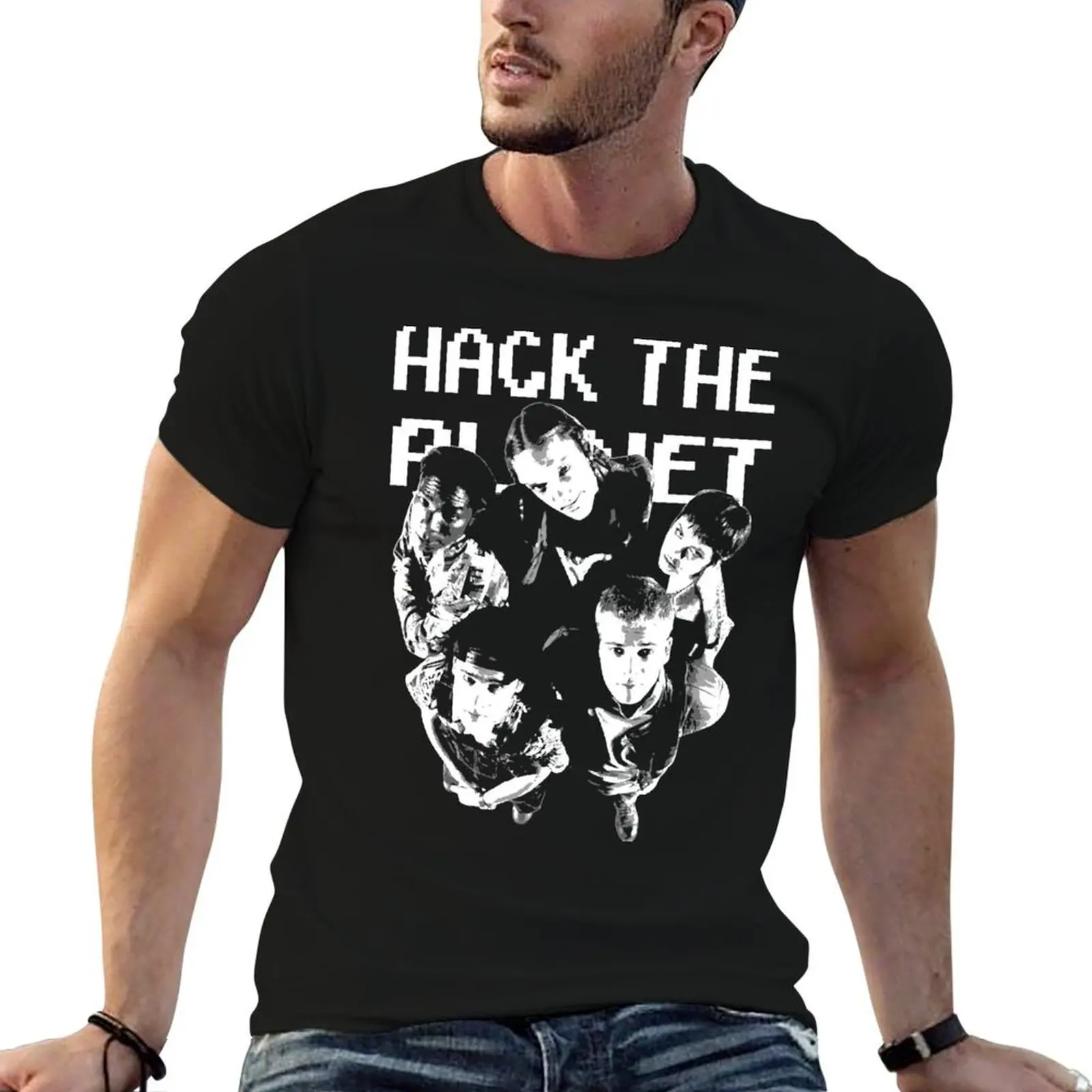 Фото Футболка Hack the Planet, практичная повседневная рабочая футболка №1