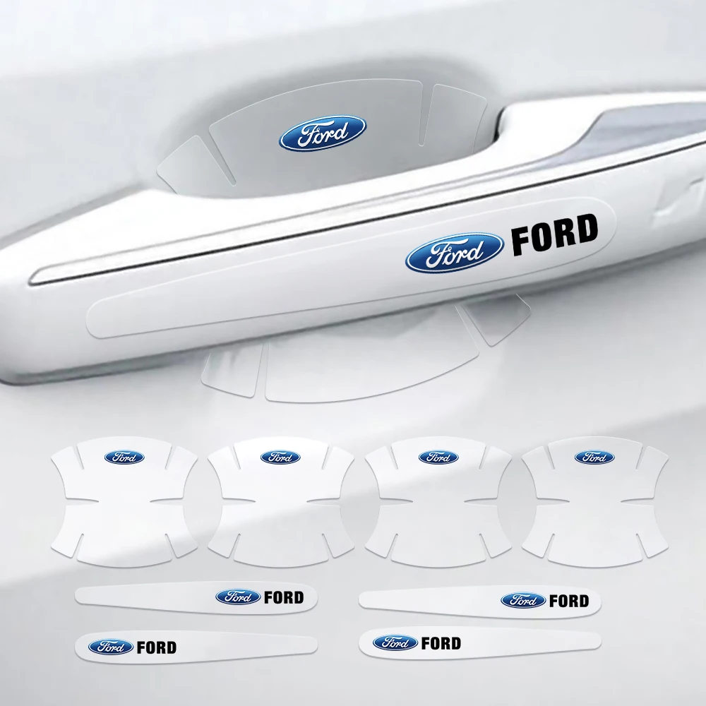 

8pcs Cars Transparent Door Handle Anti Scratch Protector Stickers for Ford Fiesta Focus 1 2 3 Kuga Fusion Ecospot Mustang Mondeo