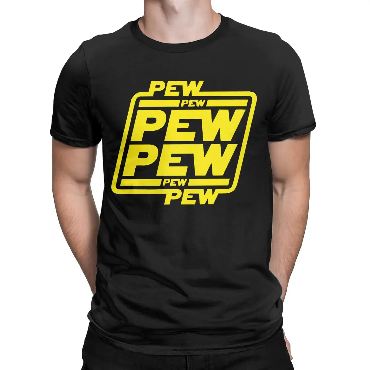 

Men's T-Shirts Pew Pew Pew Disney Star Wars Fun Pure Cotton Tees Short Sleeve T Shirts Round Collar Tops Plus Size