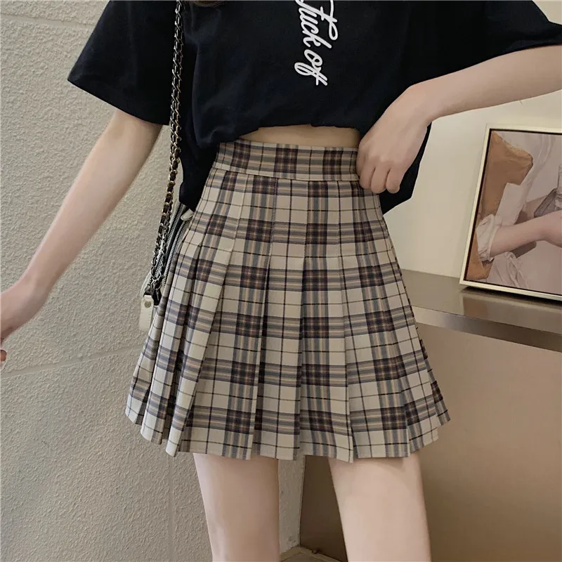 

Ladies Plaid Skirt Spring/Summer Lightweight All-match A-line High Waist Pleated Y2k Skirts Korean Fashion Clothing Ropa Mujer