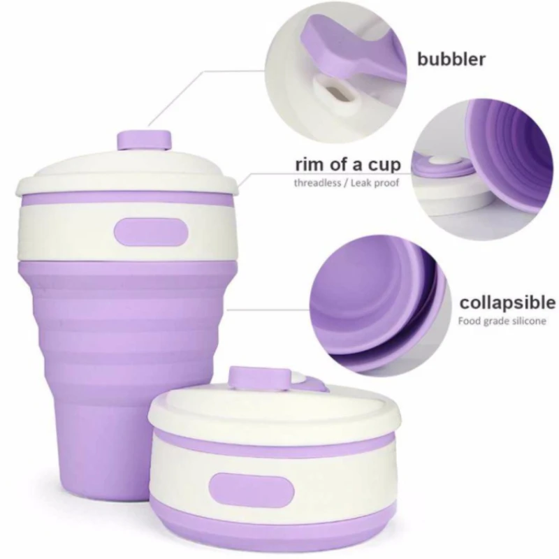 Складная чашка из полипропилена 350 мл с крышкой