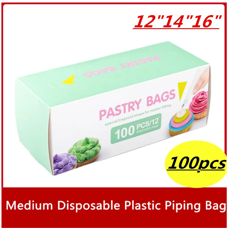 

Boxed 100pcs Cake Decoration Piping Bag Disposable Pull-out Thickened Transparent PE Nozzle Cream Bag DIY Kitchen Baking Tools