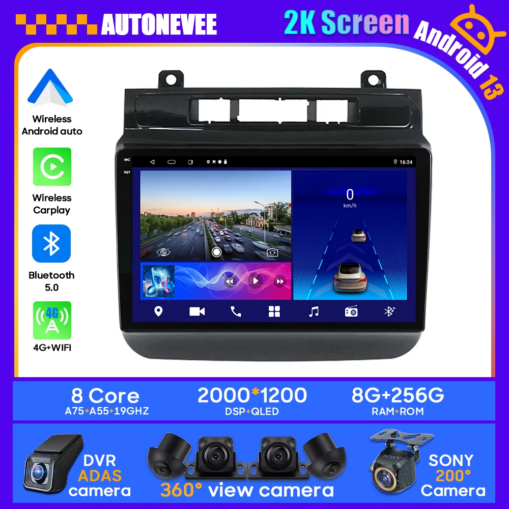 Автомобильный радиоприемник Android 14 для Volkswagen Touareg FL NF 2010-2018 Стерео Авто