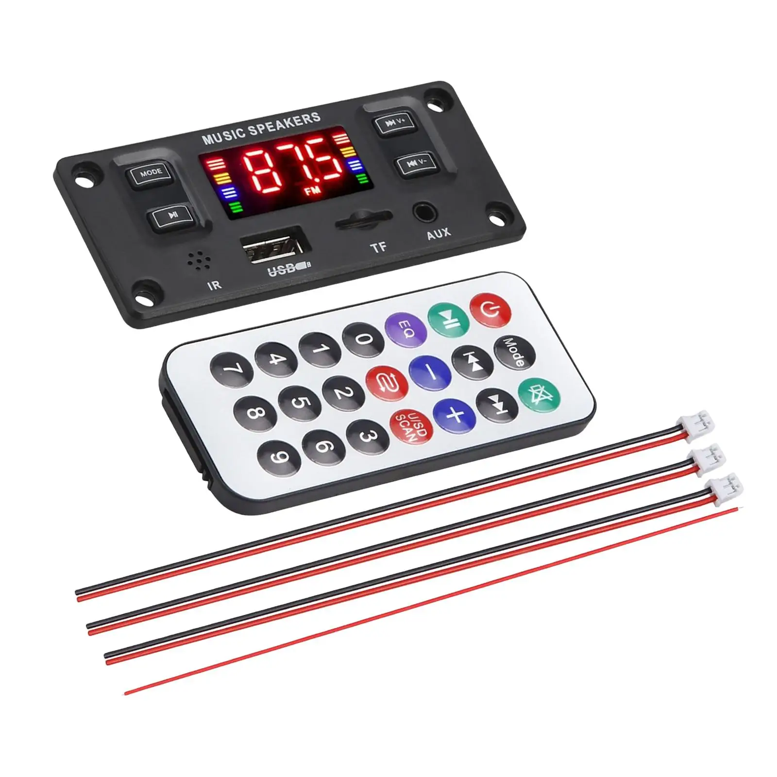 

Bluetooth MP3 Board Remote Display USB TF Radio AUX FM Audio Module