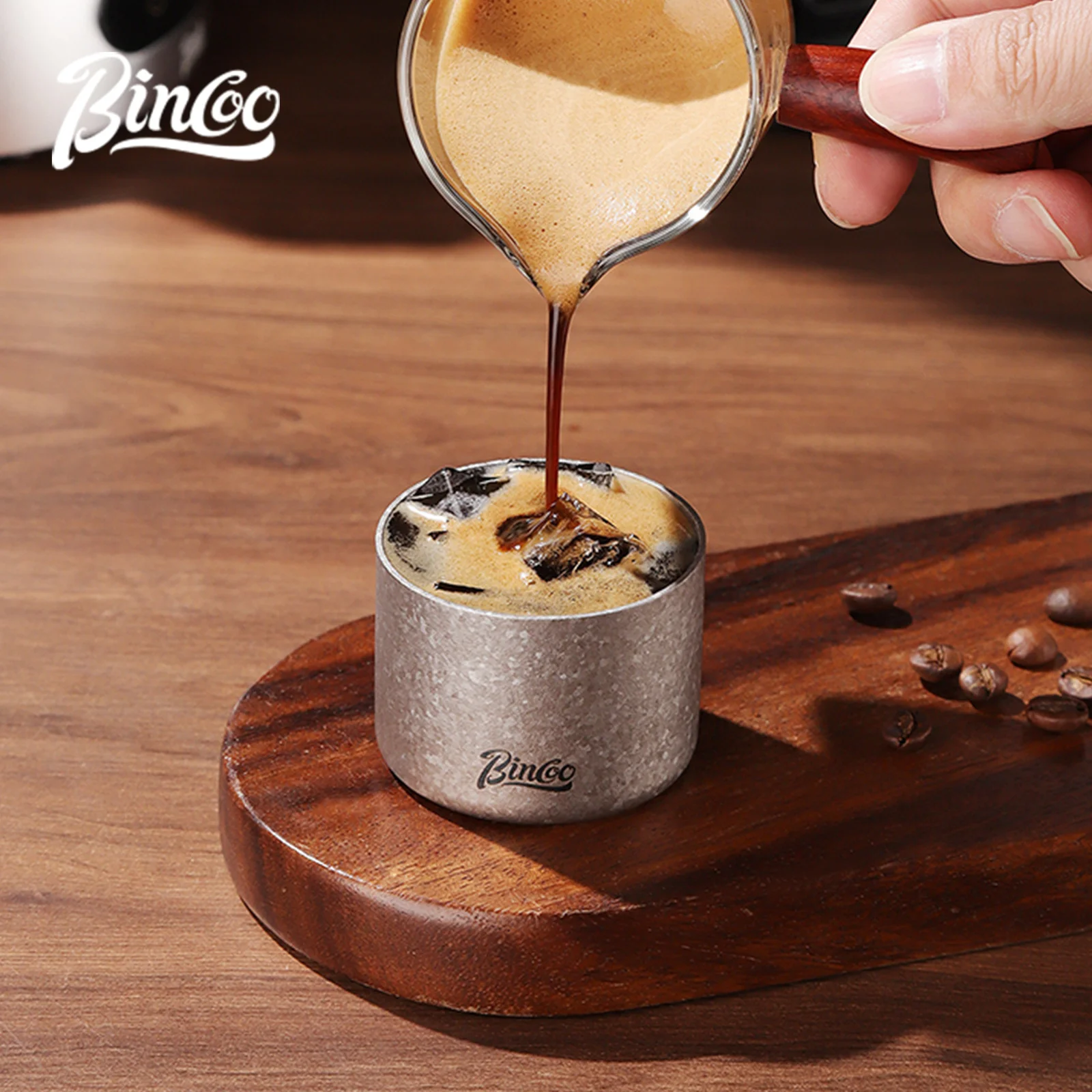Фото Кофеварка Bincoo Moka Pot из нержавеющей стали с тремя клапанами, настольная, для эспрессо, на 2 чашки, с двойным клапаном, с титановой горелкой №3