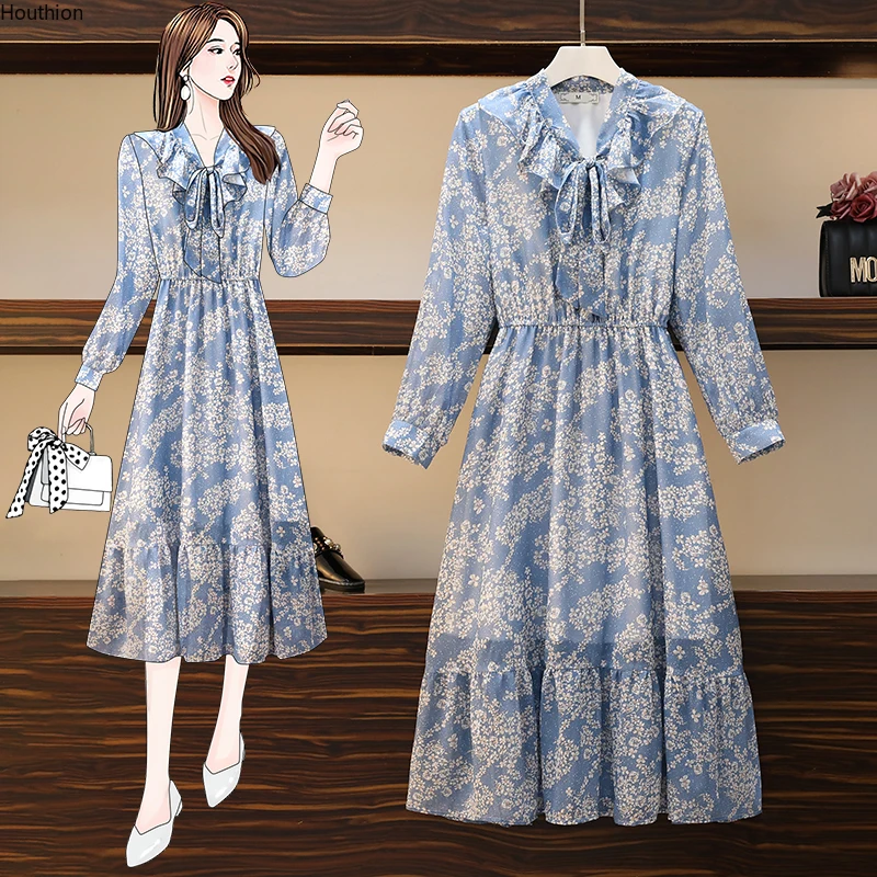 

Женское шифоновое платье с V-образным вырезом и длинным рукавом