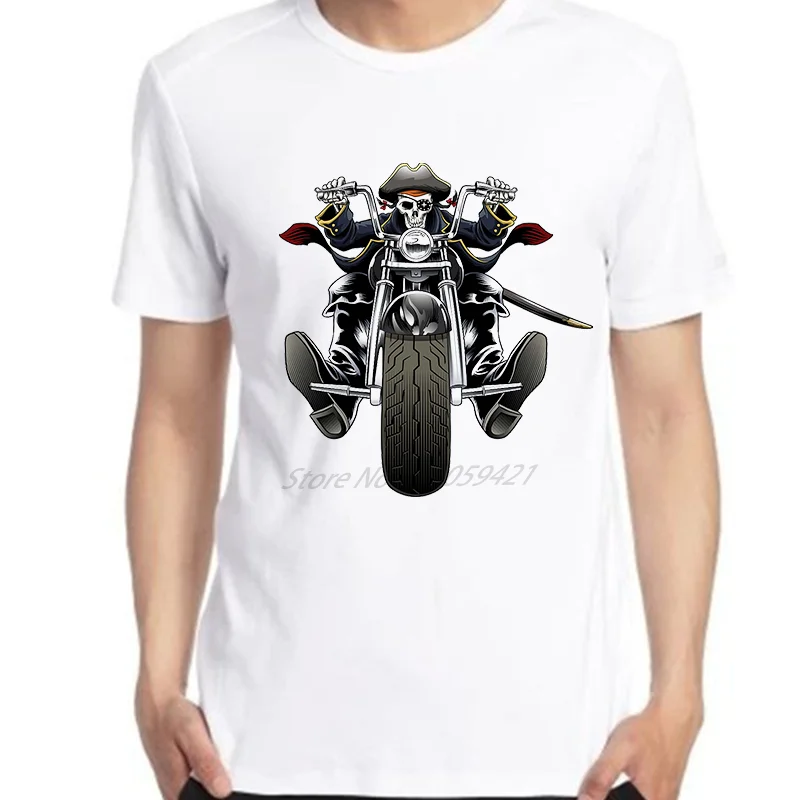 

Футболка с рисунком черепа, пирата, мотоцикла, езды на велосипеде, «сделай сам», футболка оверсайз с рукавом, летняя уличная одежда в стиле Х...
