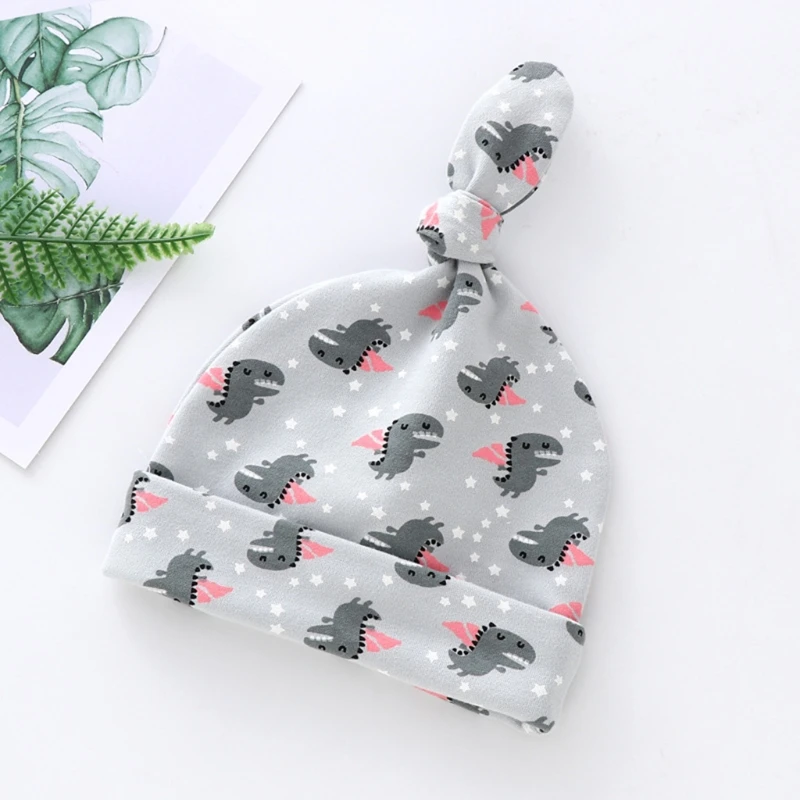 

0-6 Months Baby Cotton Hat Tail Knot Beanie for Newborn Infant Toddler Boys