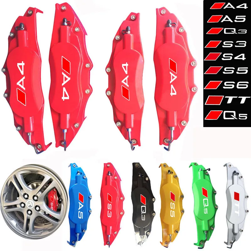 

4 Pcs ABS Plastic Brake Caliper Cover White Sticker Logo Car For A3 A4 A5 A6 S3 S5 S4 S6 Q3 TT Front Rear Wheel R17 And Greater