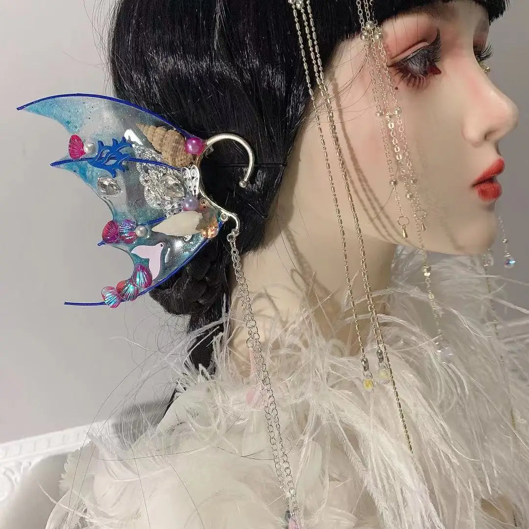 Beautiful Mermaid Ears Hair Accessories Party Favors Elf Ear Cosplay Fairy Dress Up Model Show Studio Photography