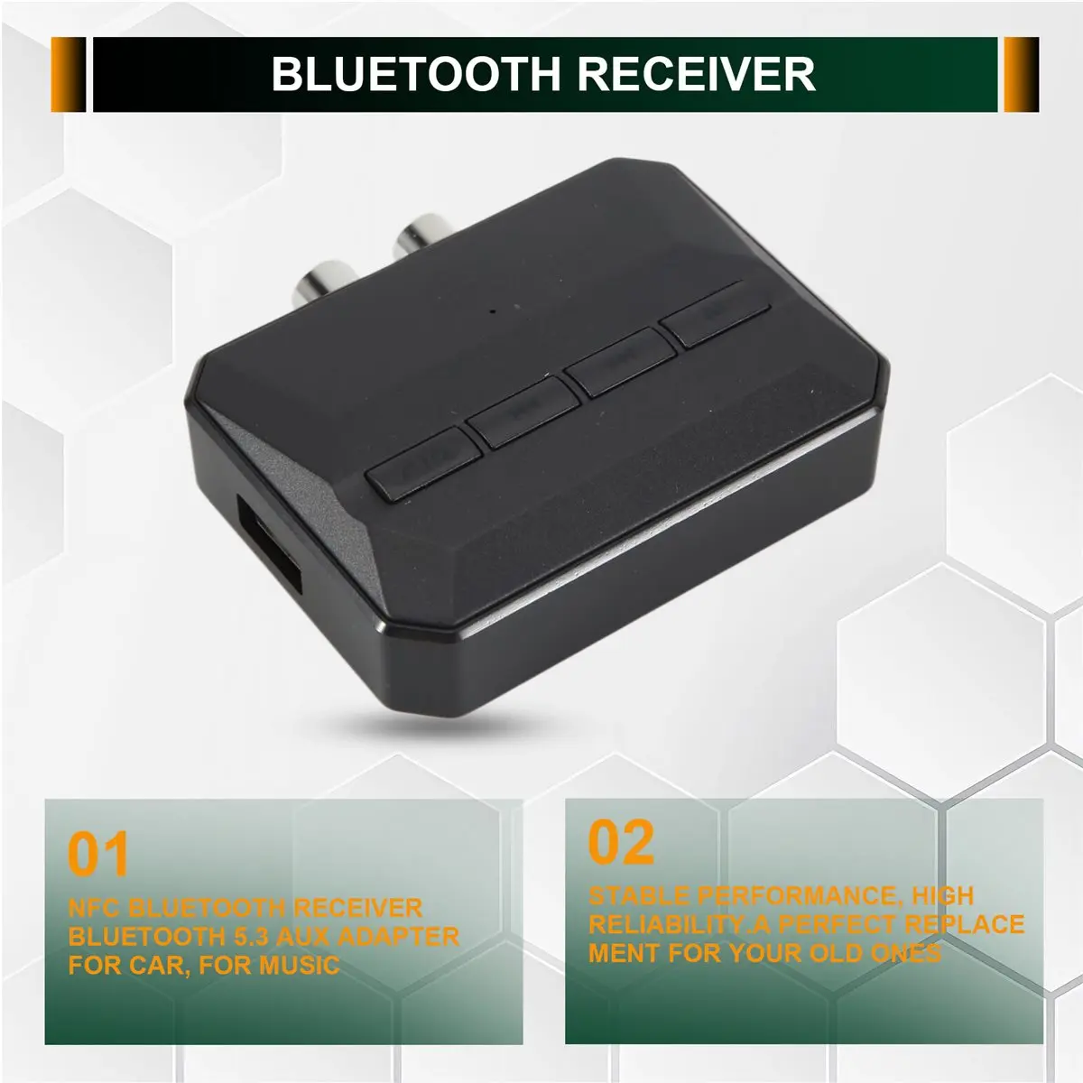 Фото DT1264~NFC Bluetooth-приемник, Bluetooth 5.3 AUX-адаптер для автомобиля, беспроводной аудиоприемник для домашней стереосистемы/колонок/музыки №5
