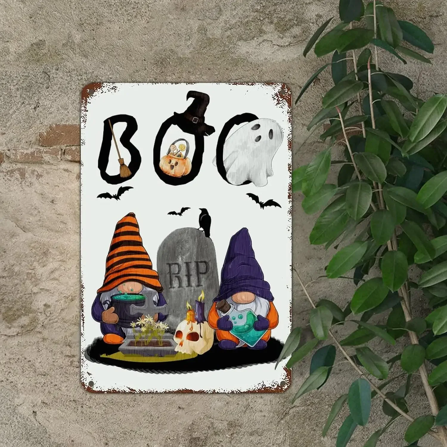Хэллоуин гномы вывески тыква страшный жуткий призрак кладбище алюминиевый
